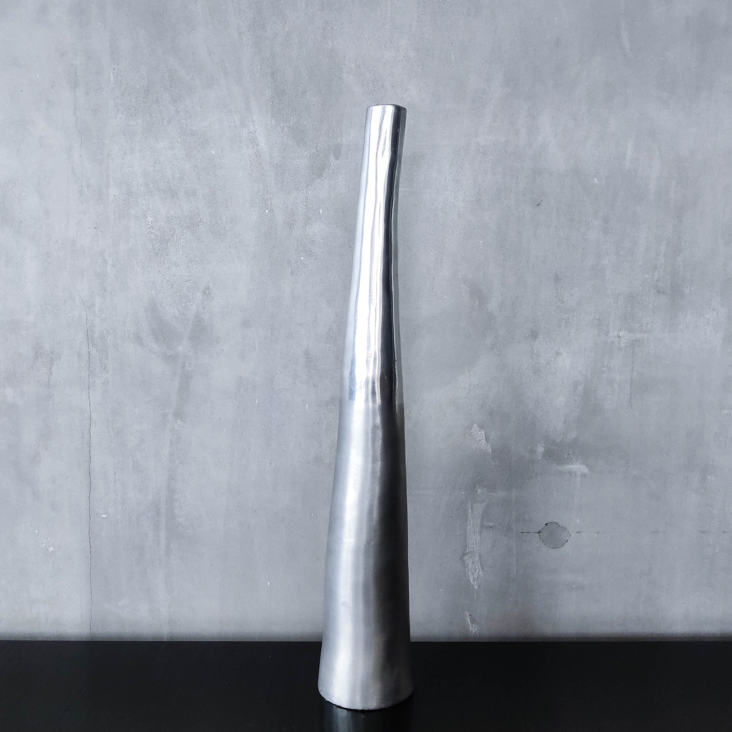 Vintage 1990s tapered slender cast aluminium sculptural bud vase