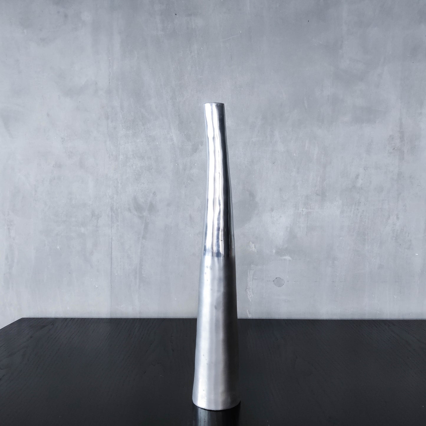 Vintage 1990s tapered slender cast aluminium sculptural bud vase