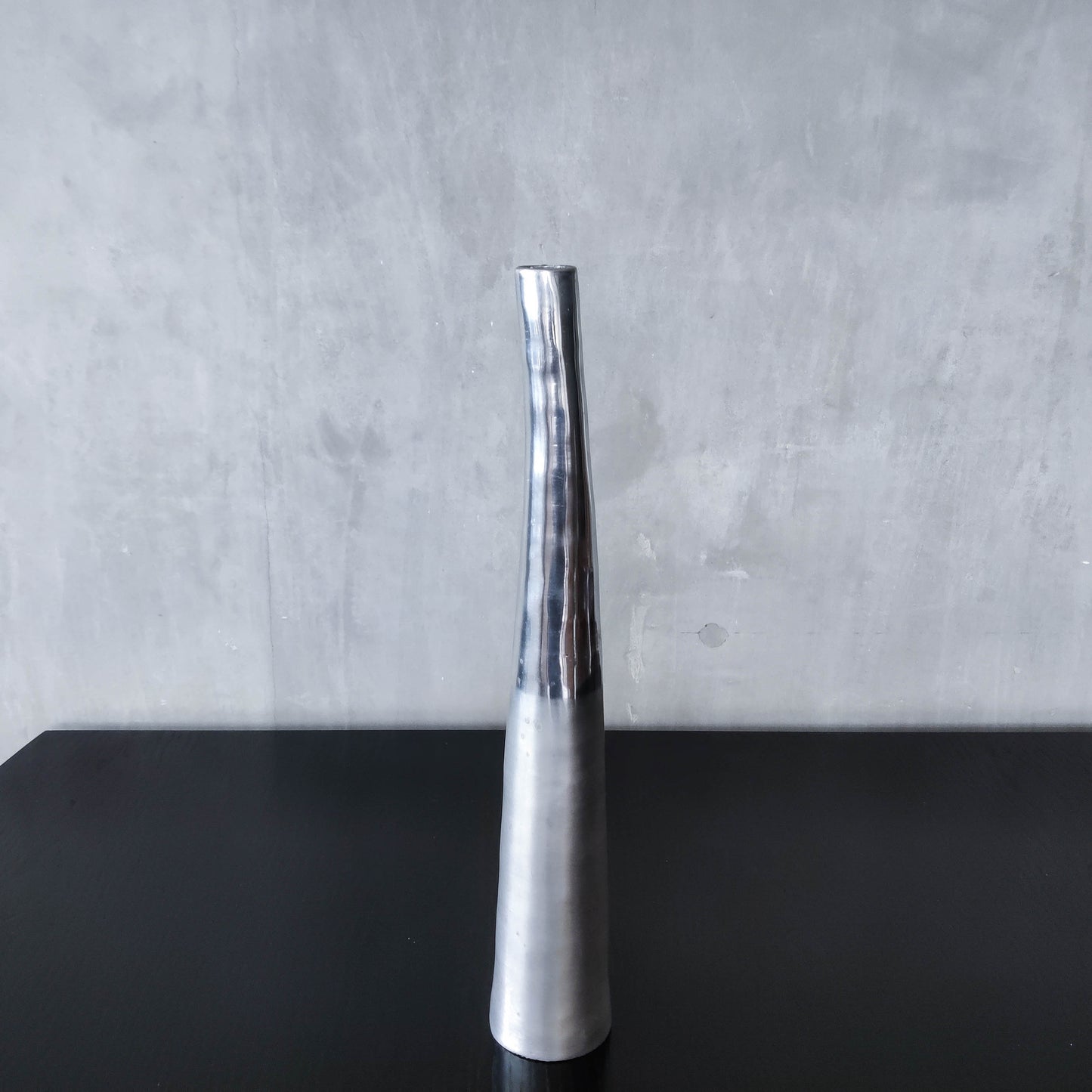 Vintage 1990s tapered slender cast aluminium sculptural bud vase