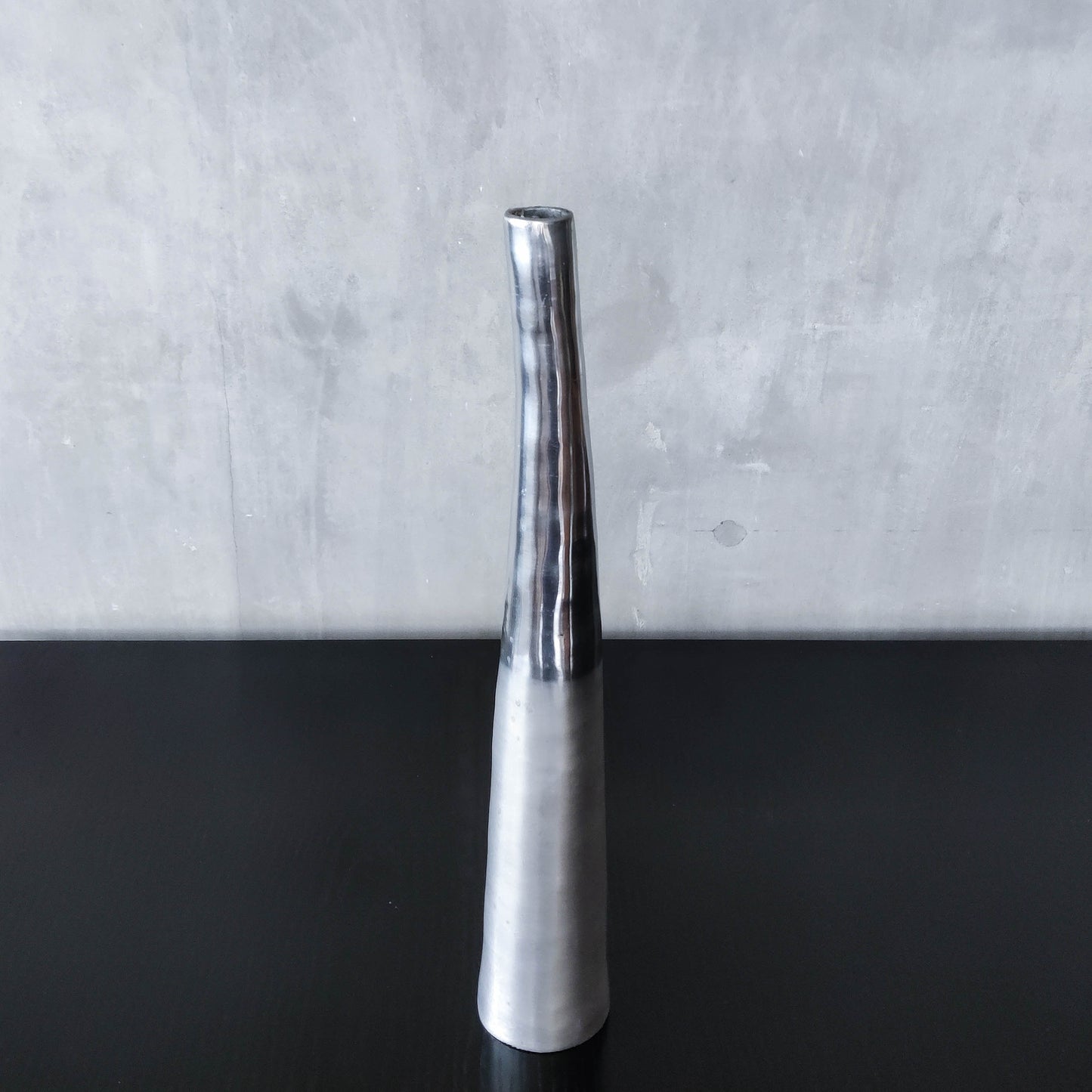 Vintage 1990s tapered slender cast aluminium sculptural bud vase