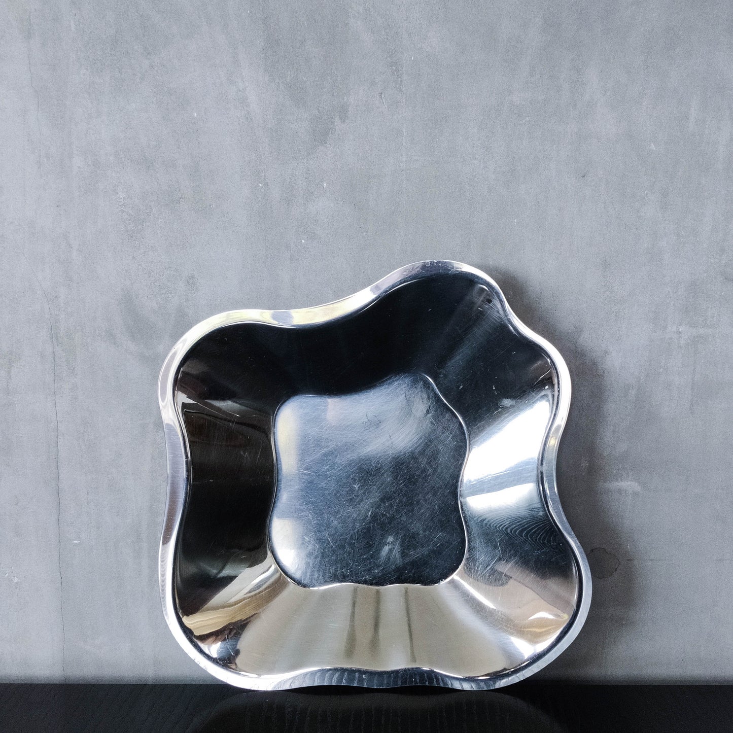 Alvar Aalto for Littala modernist freeform steel bowl sculptural centrepiece