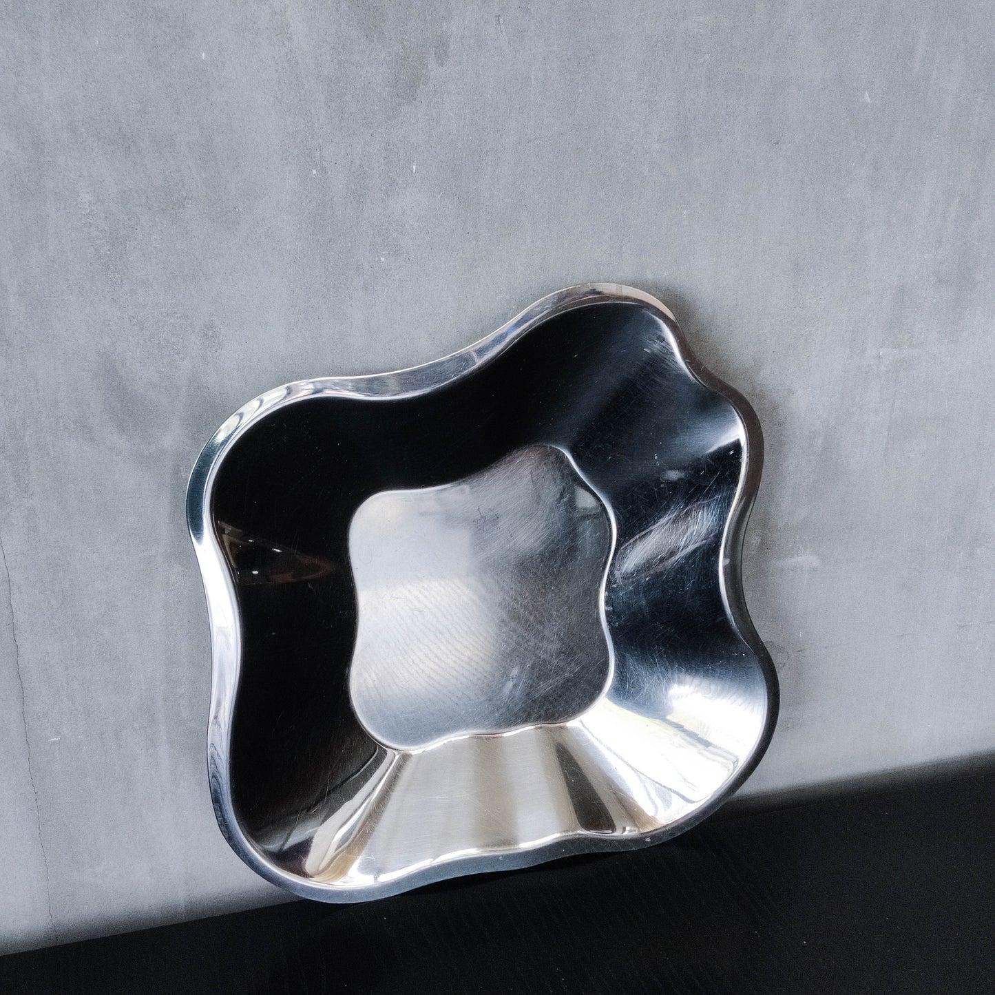 Alvar Aalto for Littala modernist freeform steel bowl sculptural centrepiece