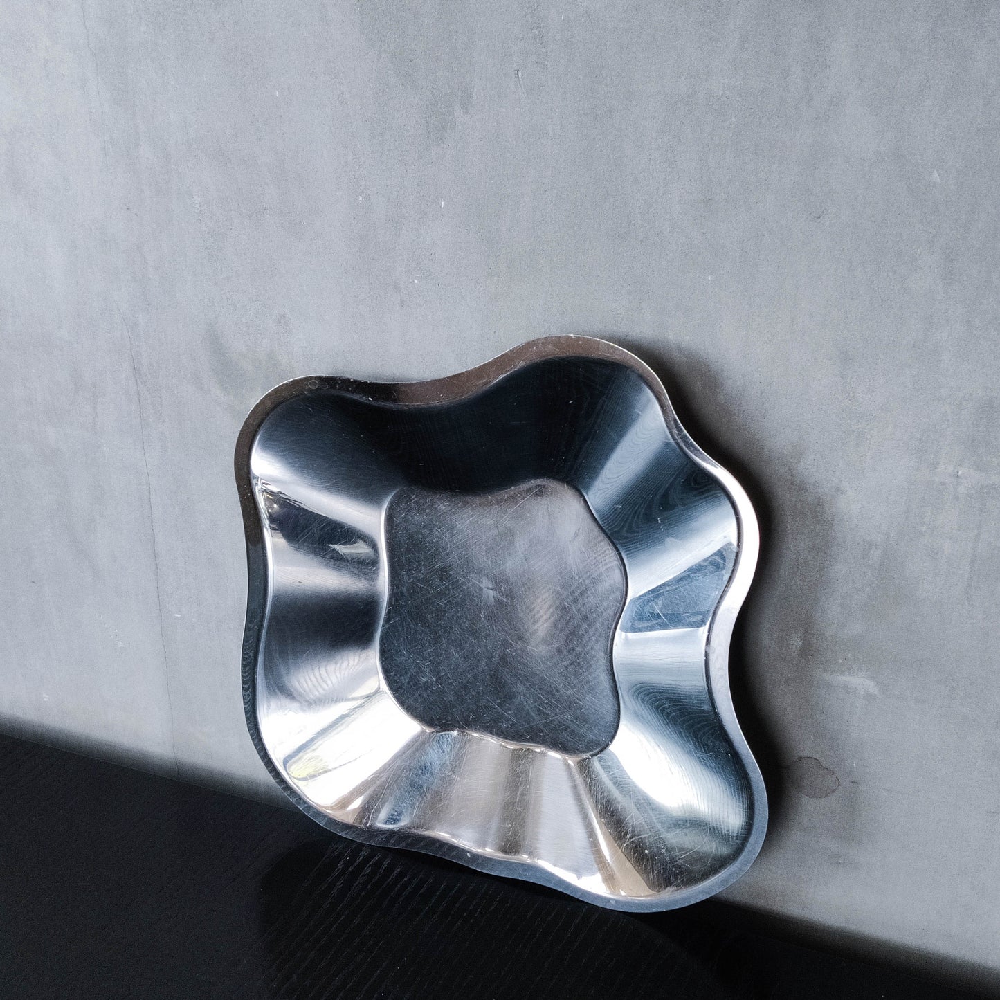 Alvar Aalto for Littala modernist freeform steel bowl sculptural centrepiece