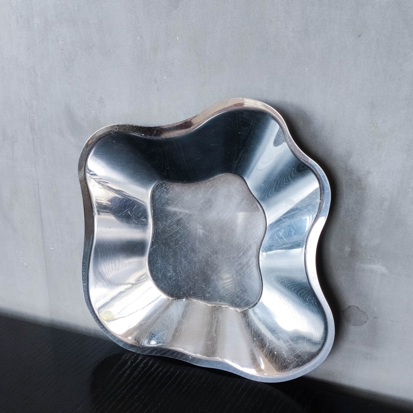 Alvar Aalto for Littala modernist freeform steel bowl sculptural centrepiece