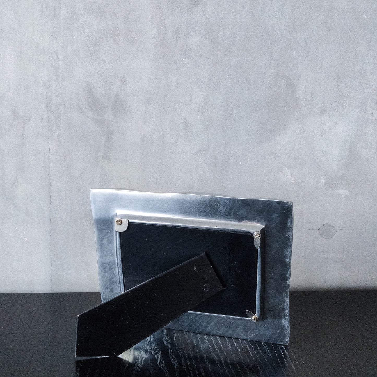 Vintage 1990s chunky cast aluminium crumpled trompe l'oeil photo frame