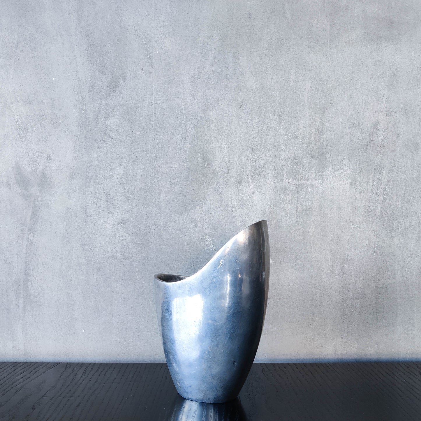 Anna Efverlund 1980s hand cast aluminium vase Swedish organic modernist form small