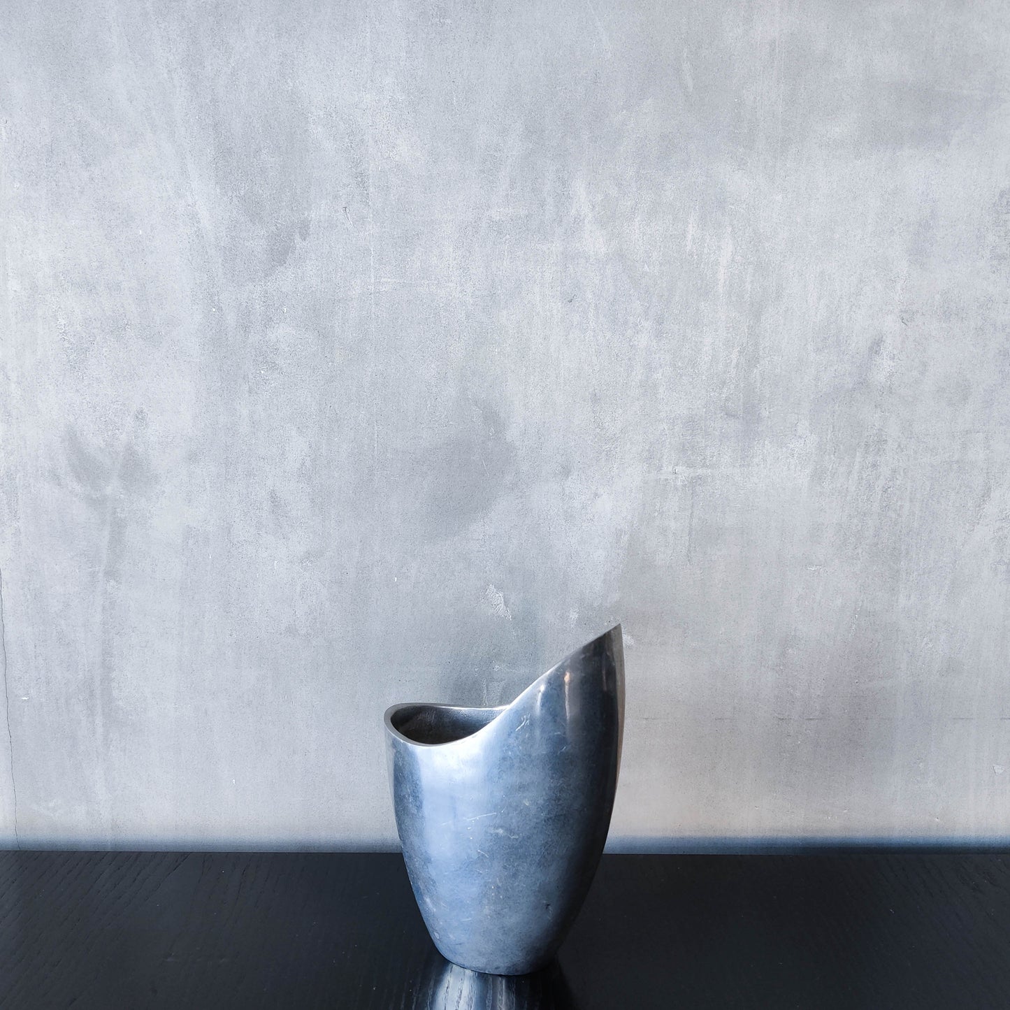Anna Efverlund 1980s hand cast aluminium vase Swedish organic modernist form small