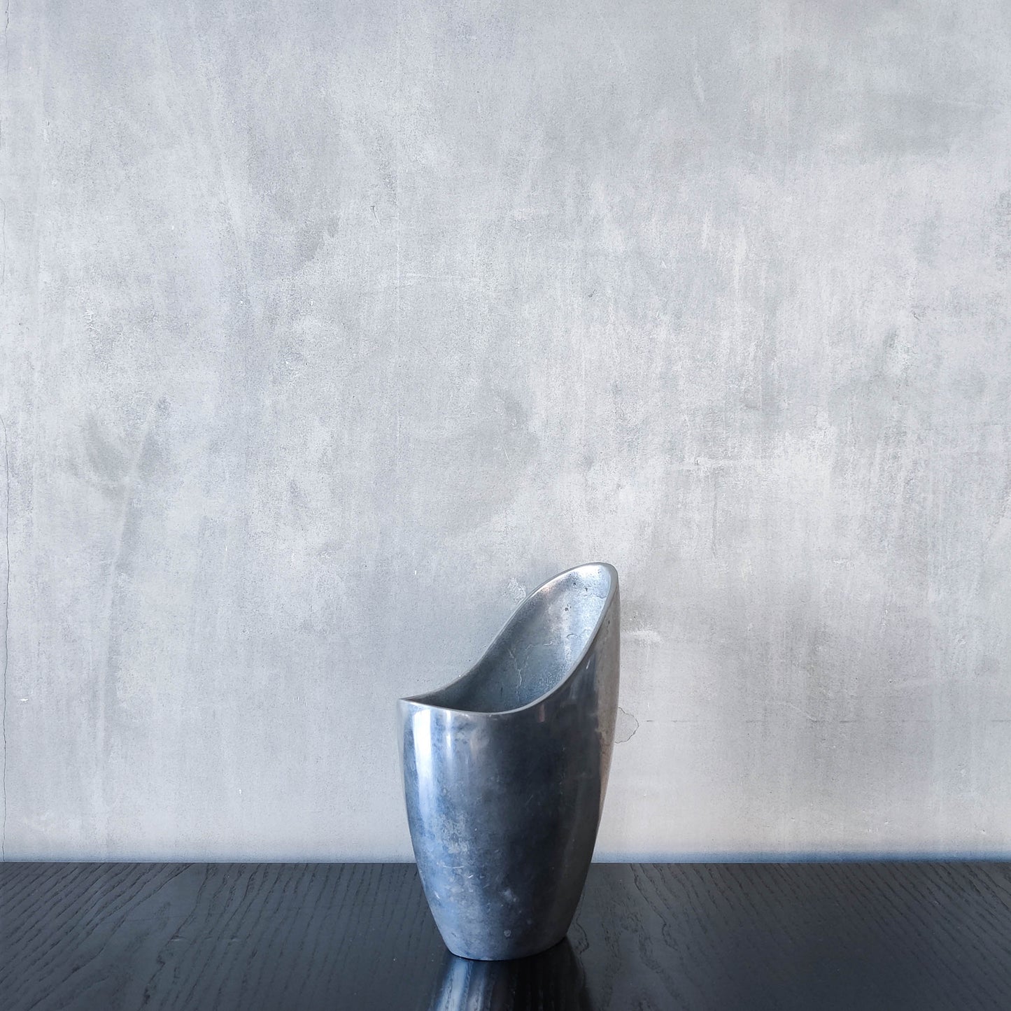 Anna Efverlund 1980s hand cast aluminium vase Swedish organic modernist form small