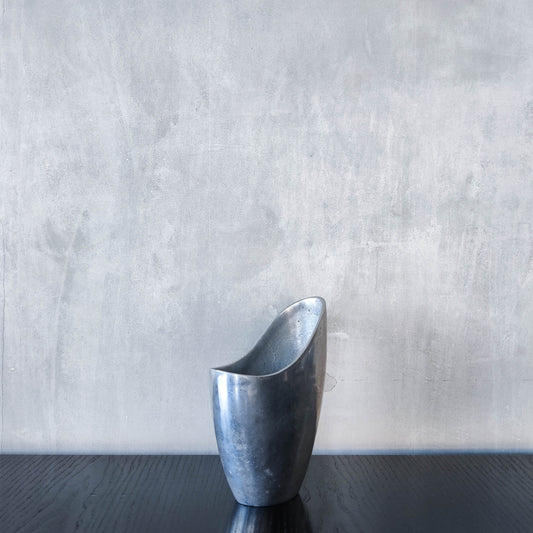 Anna Efverlund 1980s hand cast aluminium vase Swedish organic modernist form small