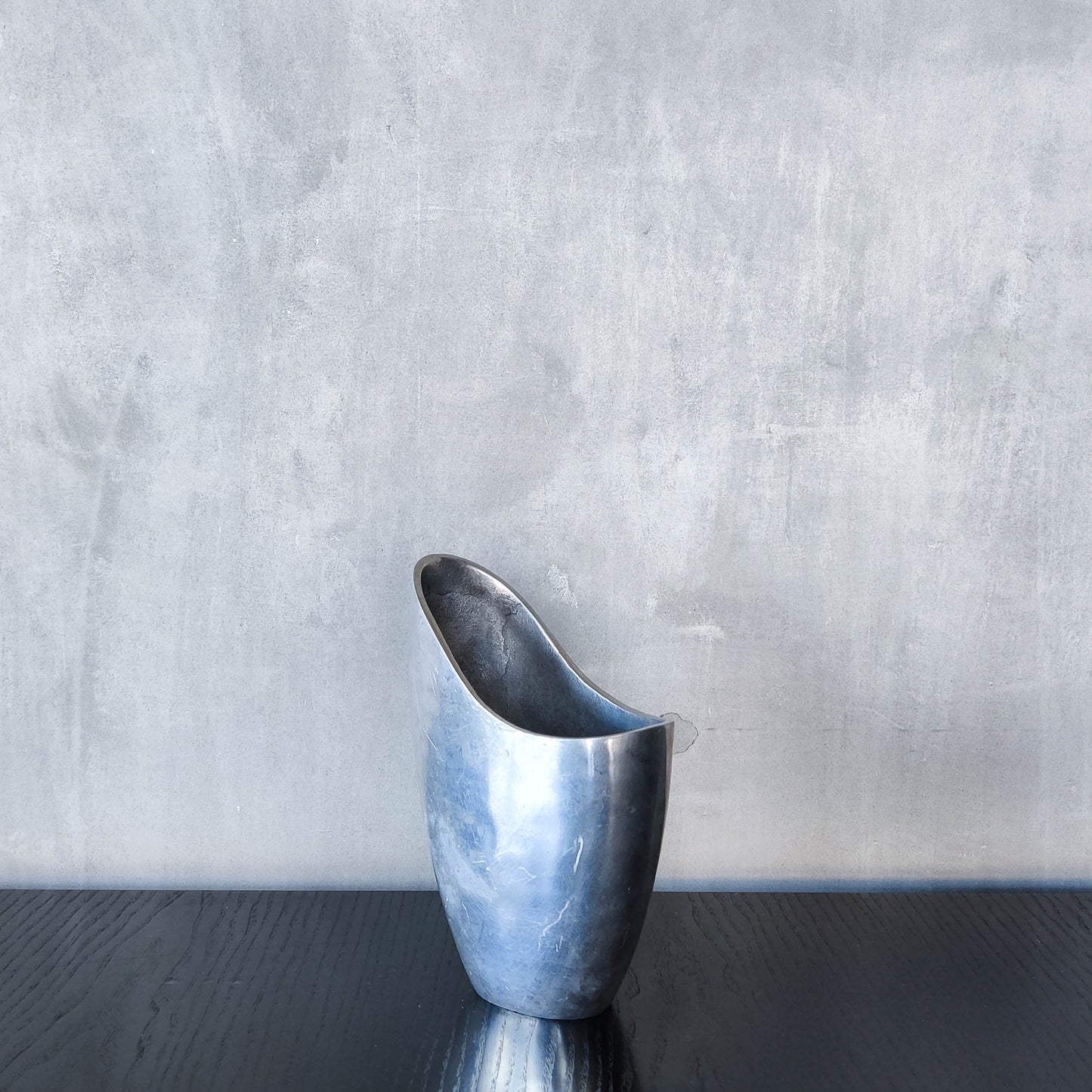 Anna Efverlund 1980s hand cast aluminium vase Swedish organic modernist form small