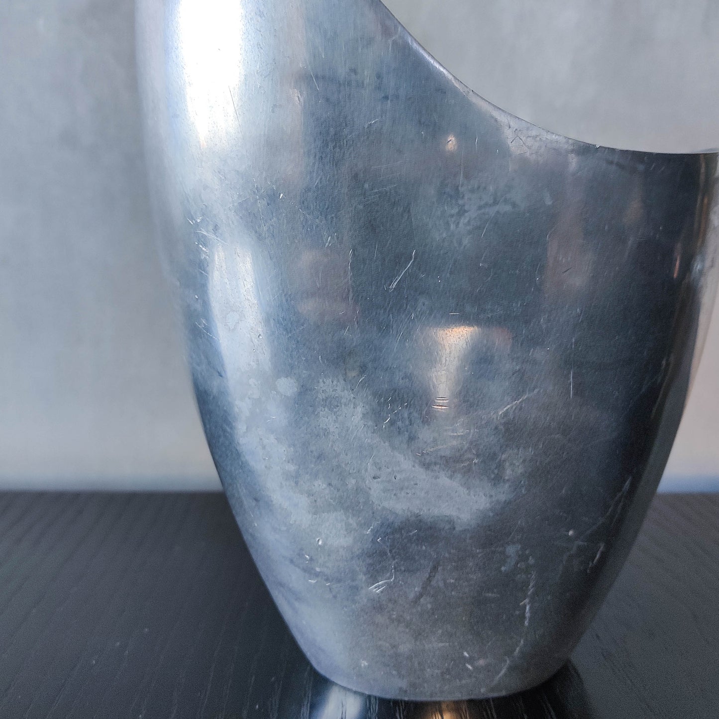 Anna Efverlund 1980s hand cast aluminium vase Swedish organic modernist form small