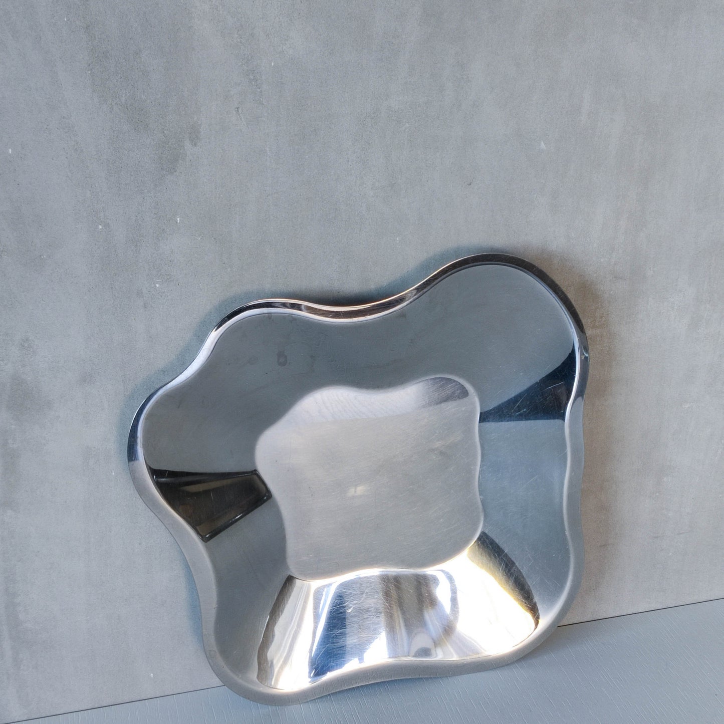 Alvar Aalto for Littala modernist freeform steel bowl sculptural centrepiece