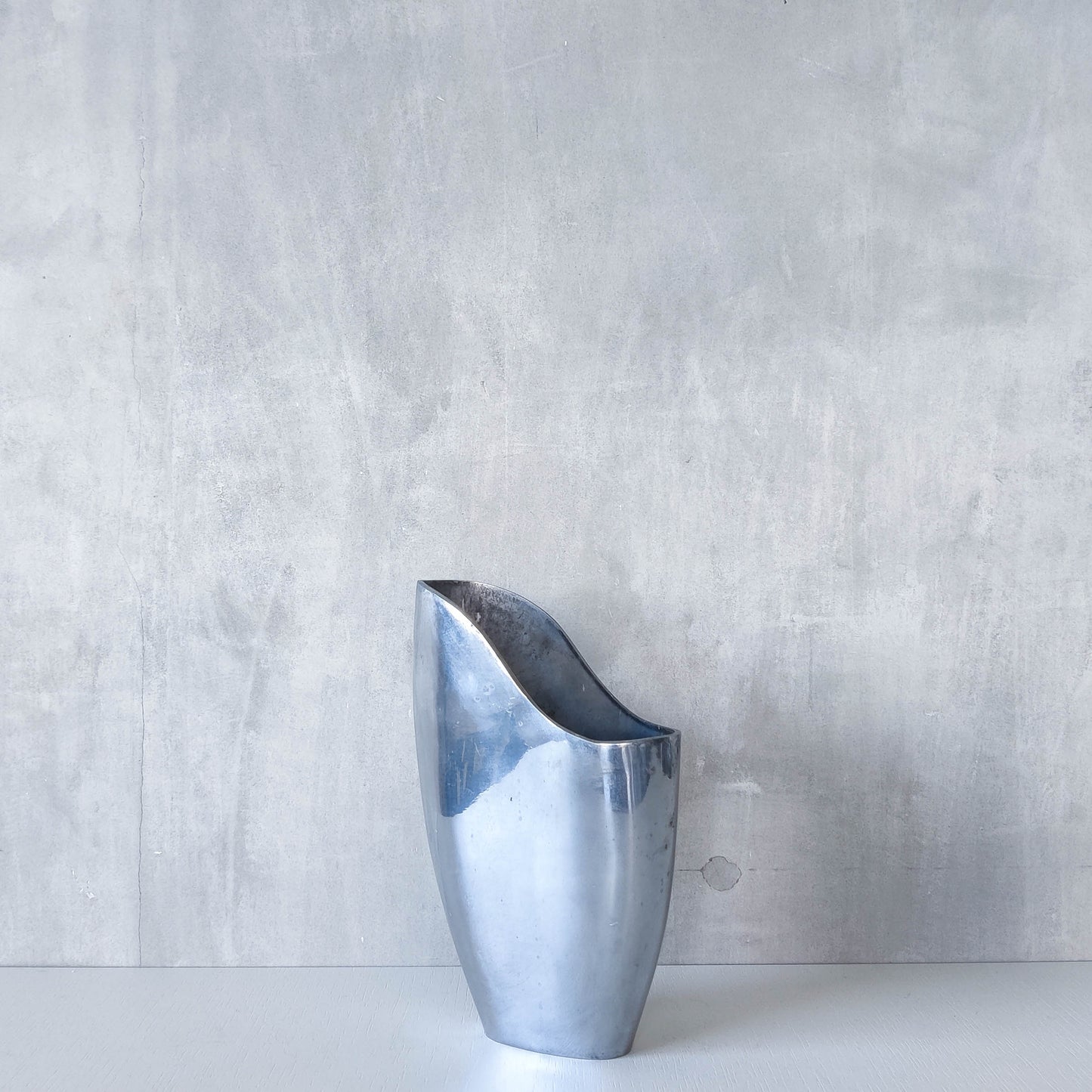 Anna Efverlund 1980s hand cast aluminium vase Swedish organic modernist form