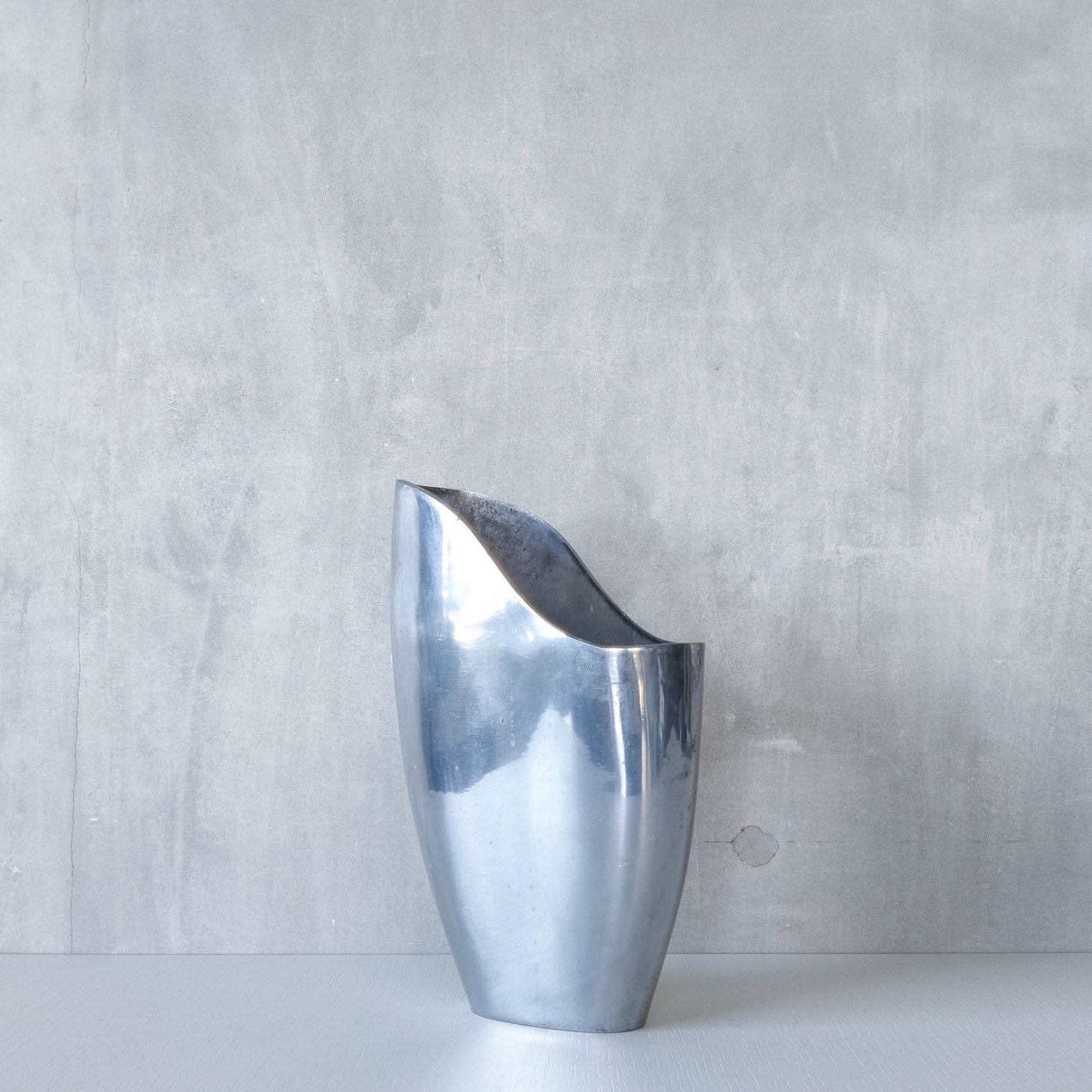 Anna Efverlund 1980s hand cast aluminium vase Swedish organic modernist form
