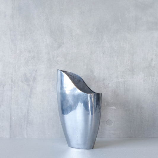 Anna Efverlund 1980s hand cast aluminium vase Swedish organic modernist form