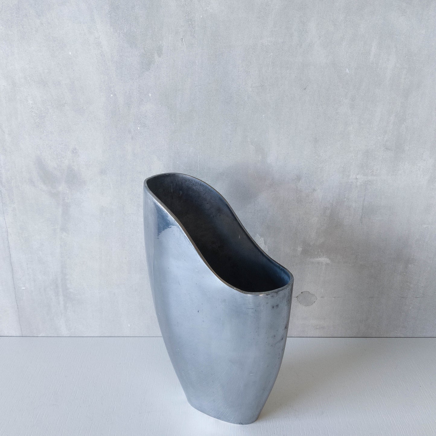 Anna Efverlund 1980s hand cast aluminium vase Swedish organic modernist form