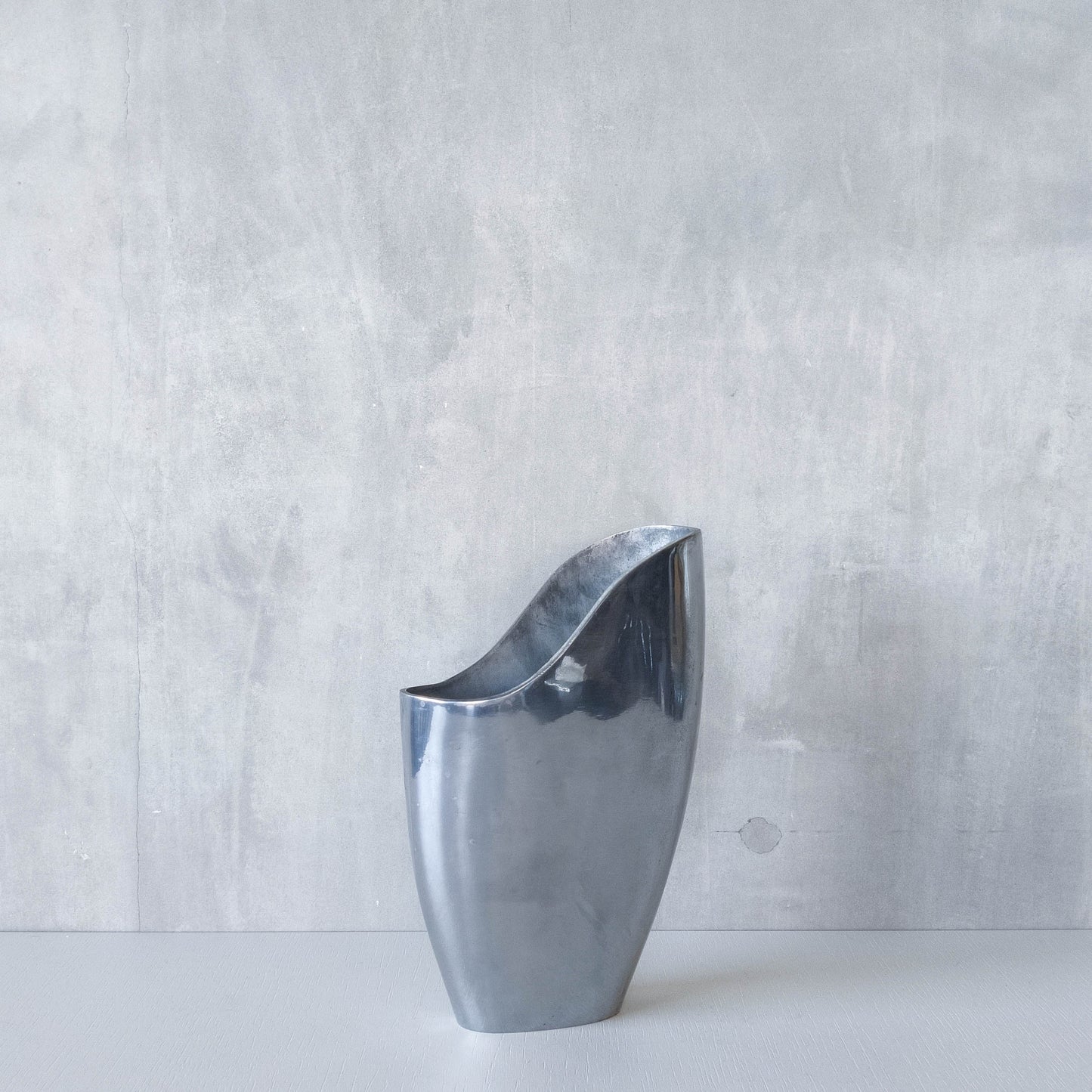 Anna Efverlund 1980s hand cast aluminium vase Swedish organic modernist form