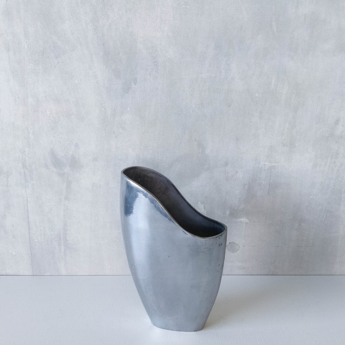 Anna Efverlund 1980s hand cast aluminium vase Swedish organic modernist form