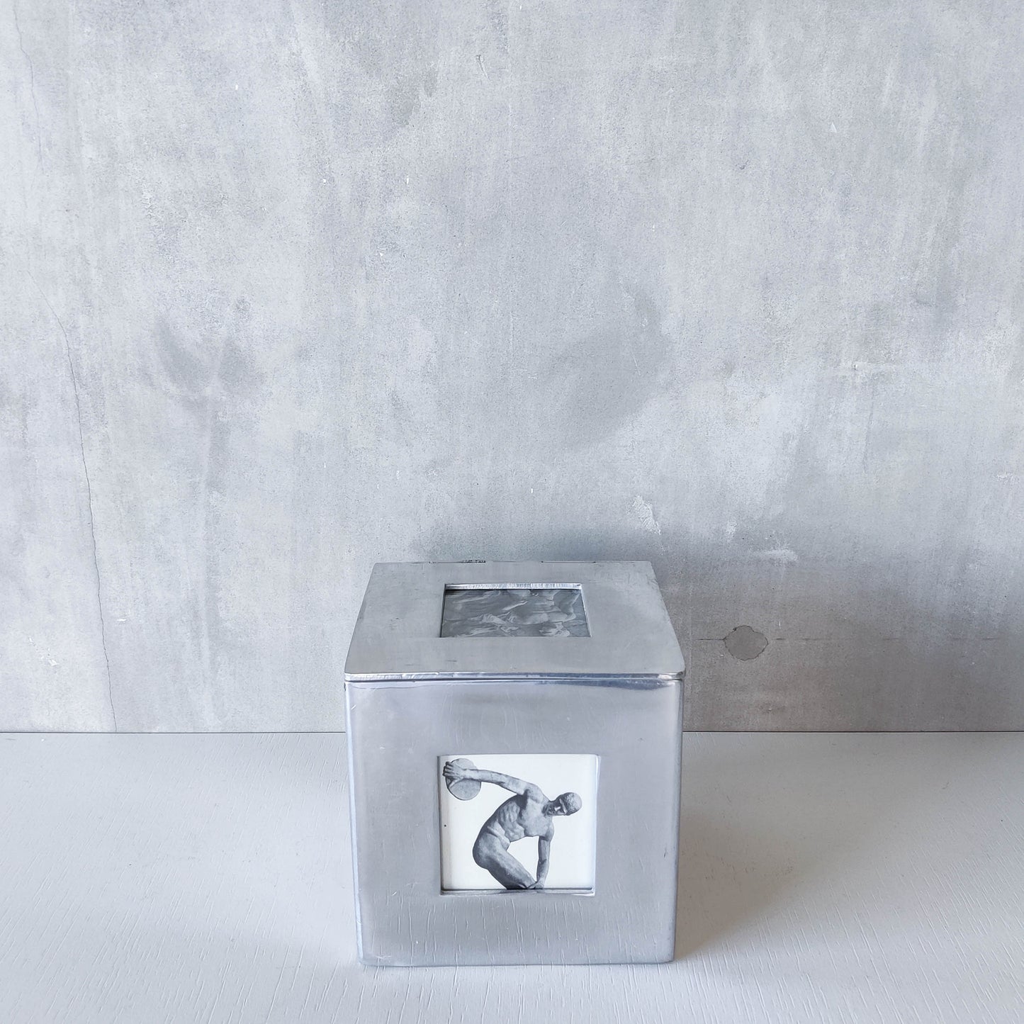 Vintage 00s heavy chunky cast aluminium photo frame box cube