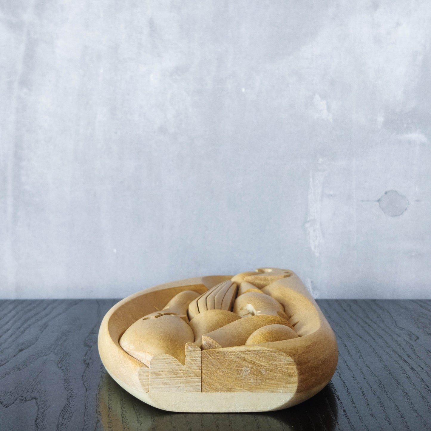 Vintage 00s cubist carved wood violin abstract artist sculpture by Roberto De Fortino