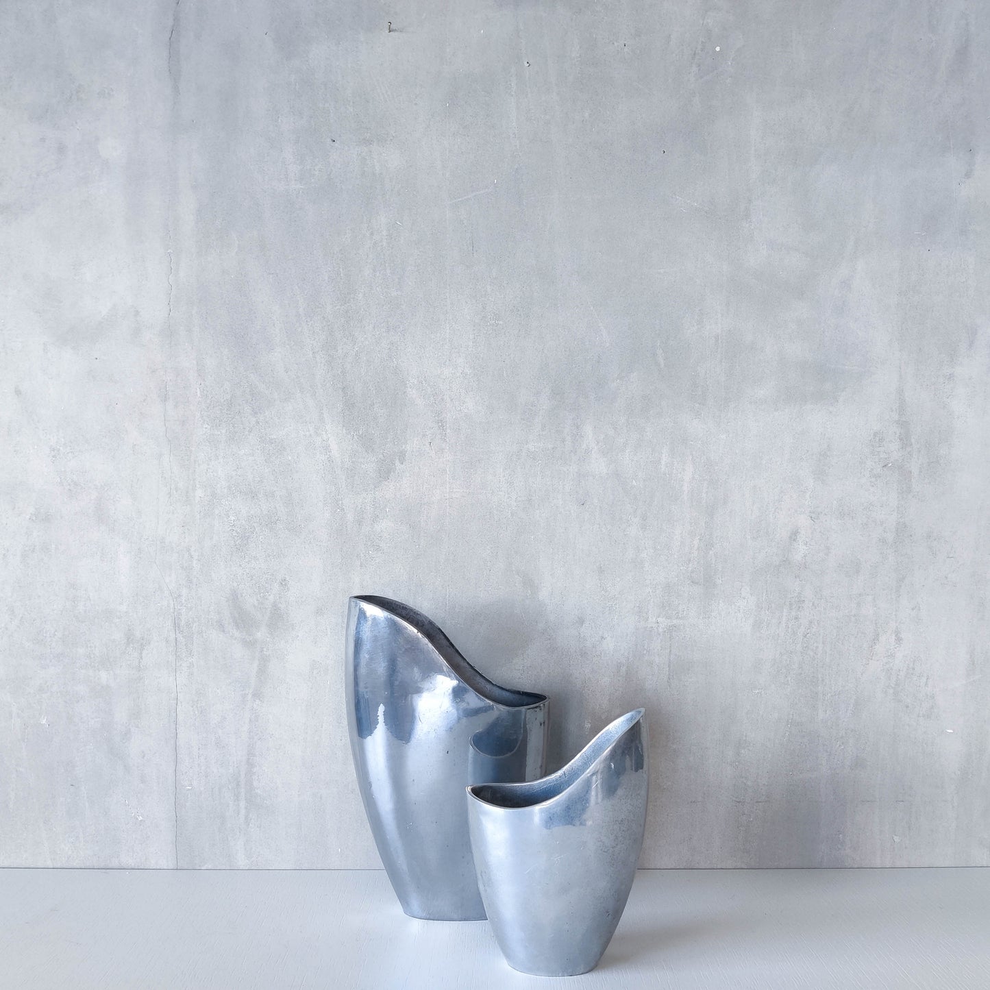 Anna Efverlund 1980s hand cast aluminium vase Swedish organic modernist form