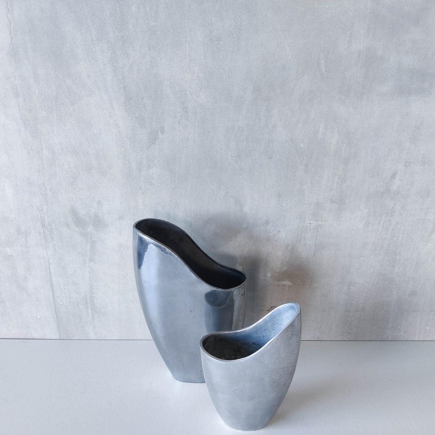 Anna Efverlund 1980s hand cast aluminium vase Swedish organic modernist form