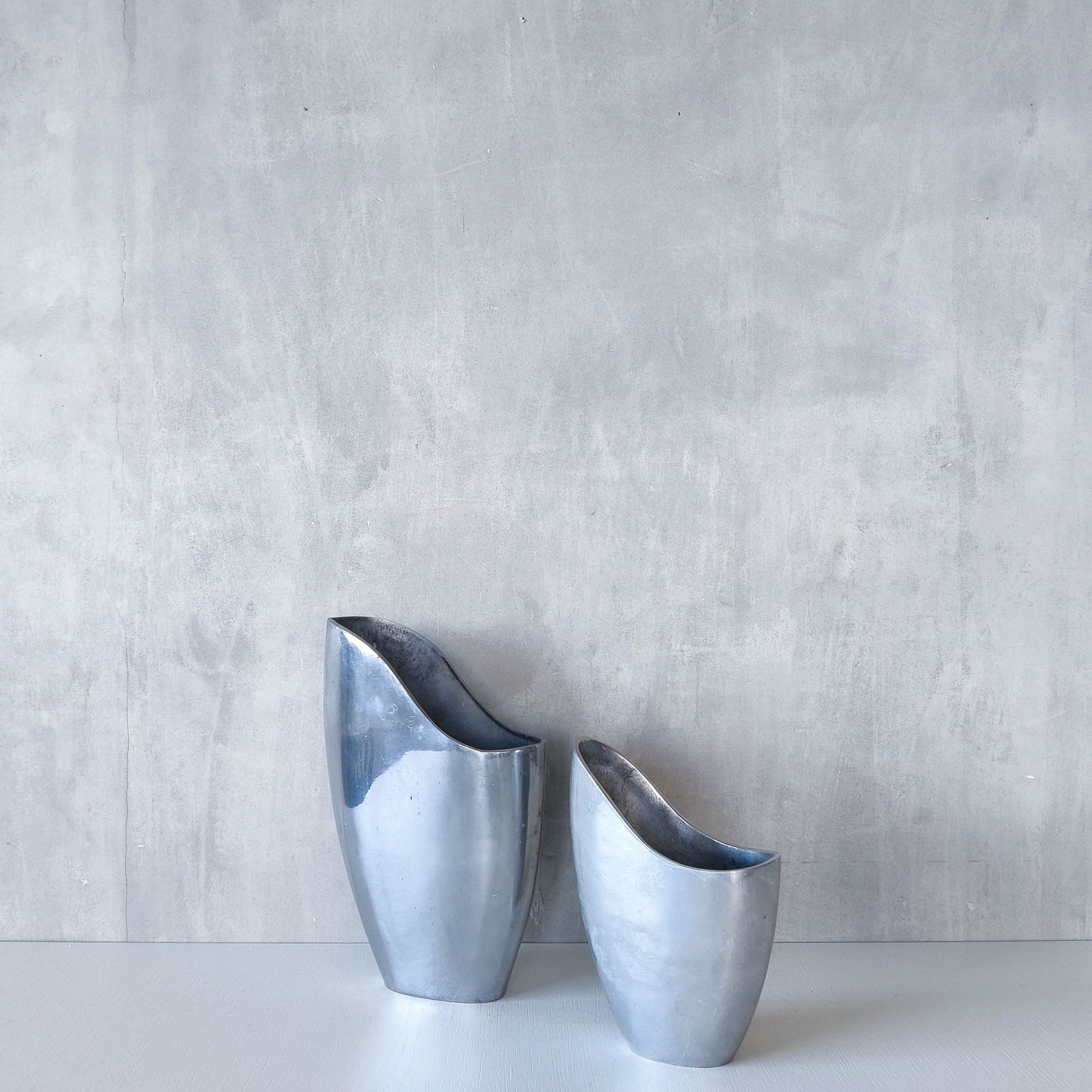 Anna Efverlund 1980s hand cast aluminium vase Swedish organic modernist form