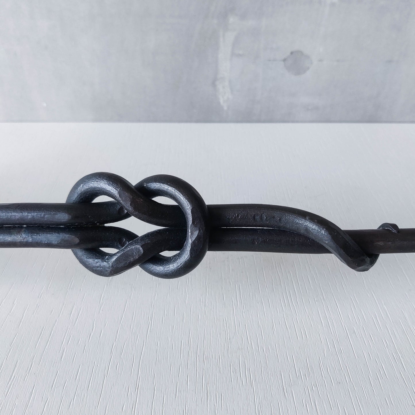 Vintage French large brutalist style wrought iron knotted candle holder