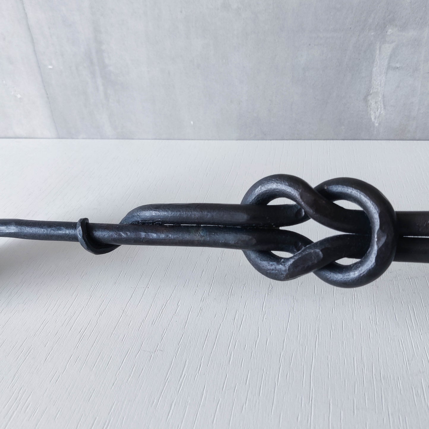 Vintage French large brutalist style wrought iron knotted candle holder