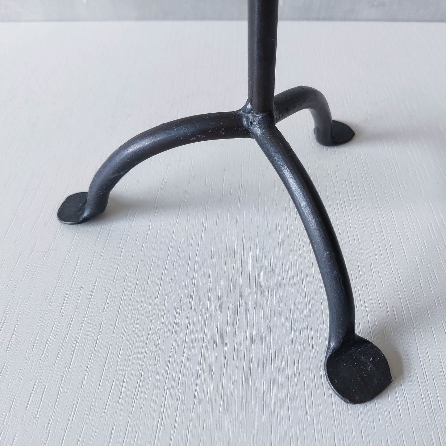 Vintage French large brutalist style wrought iron knotted candle holder