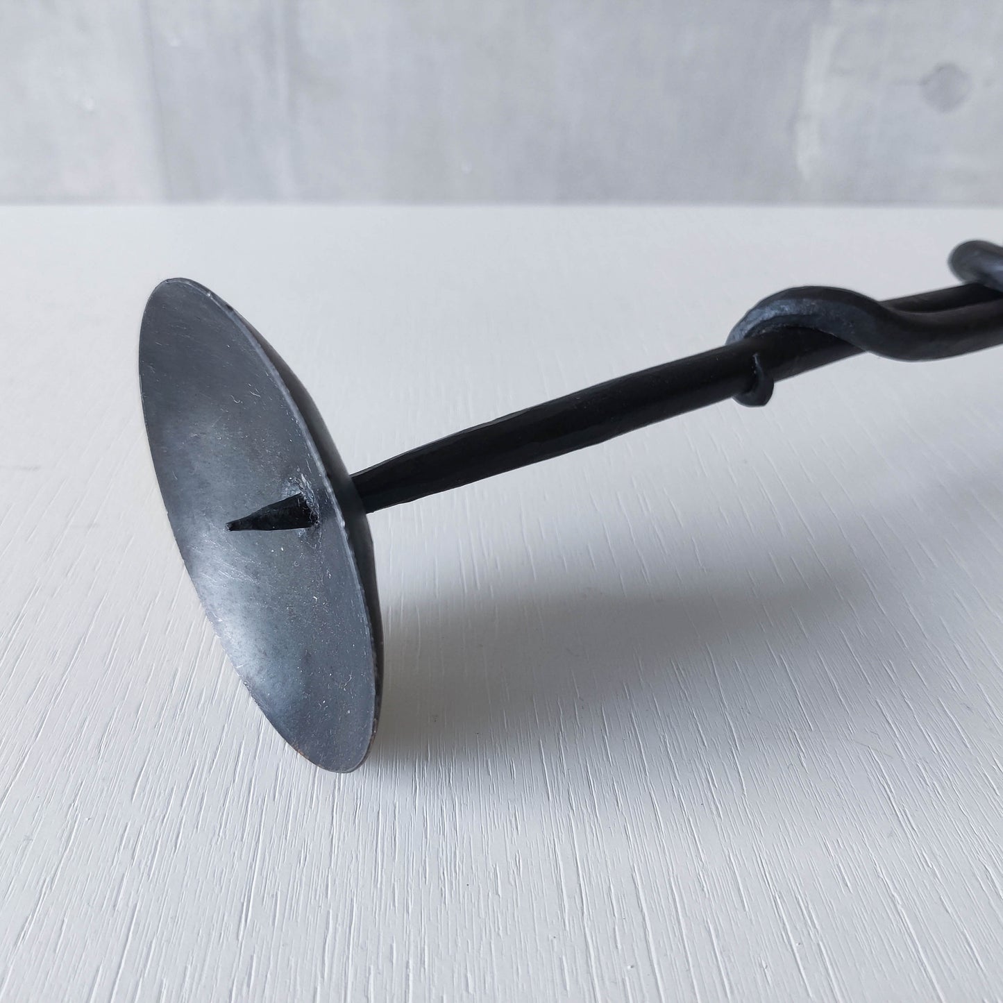 Vintage French large brutalist style wrought iron knotted candle holder