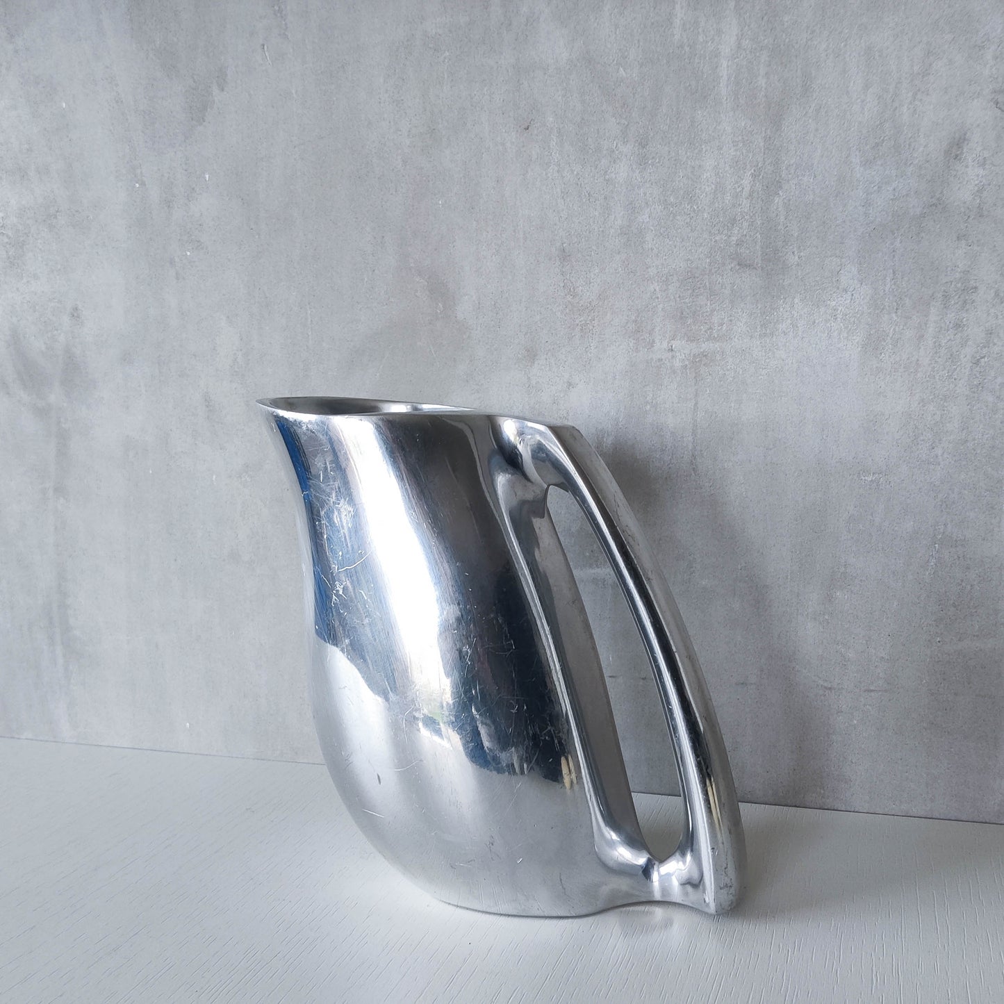 Vintage 00s Neil Cohen for Nambe modernist heavy cast aluminium jug pitcher vase