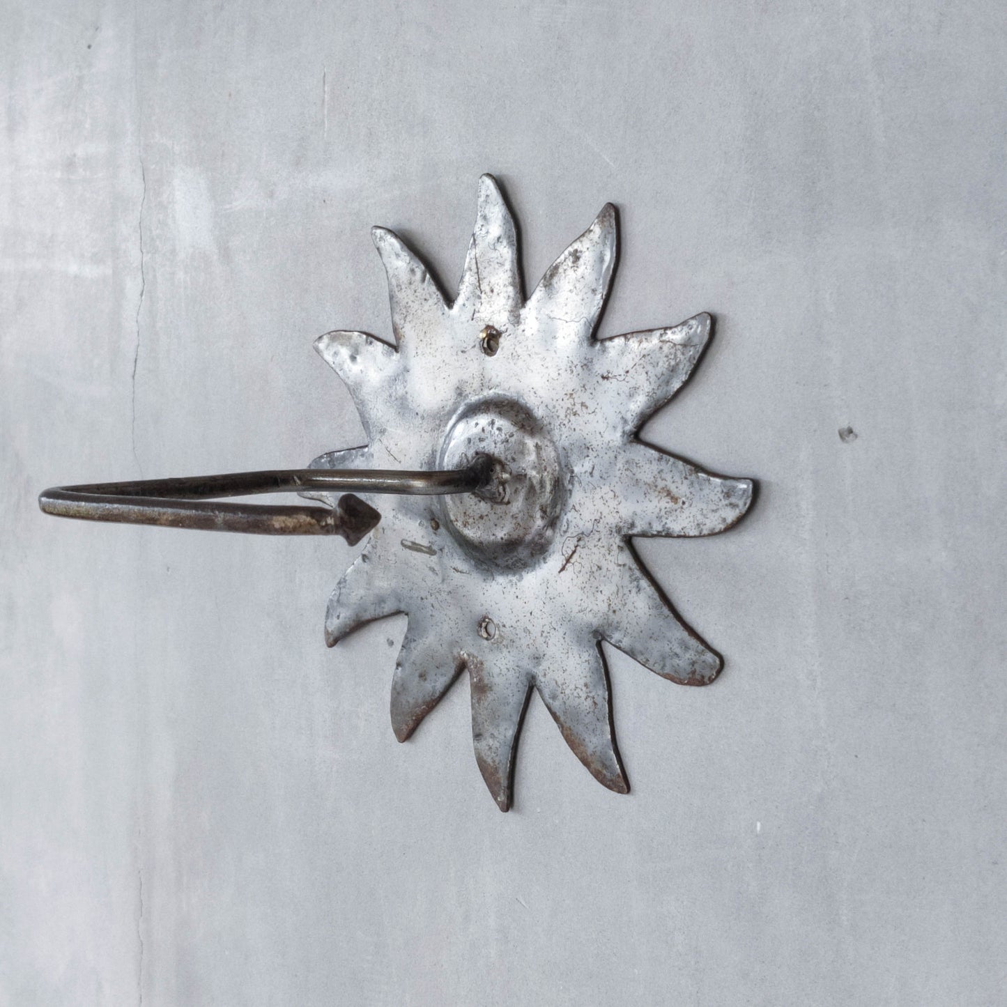 Vintage 1990s handmade artist metalwork steel cut sun toilet roll holder