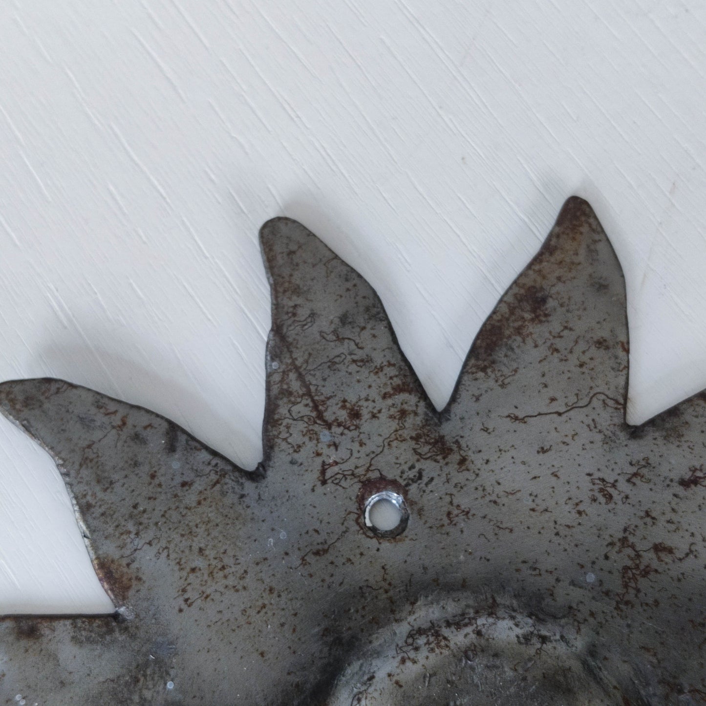 Vintage 1990s handmade artist metalwork steel cut sun toilet roll holder