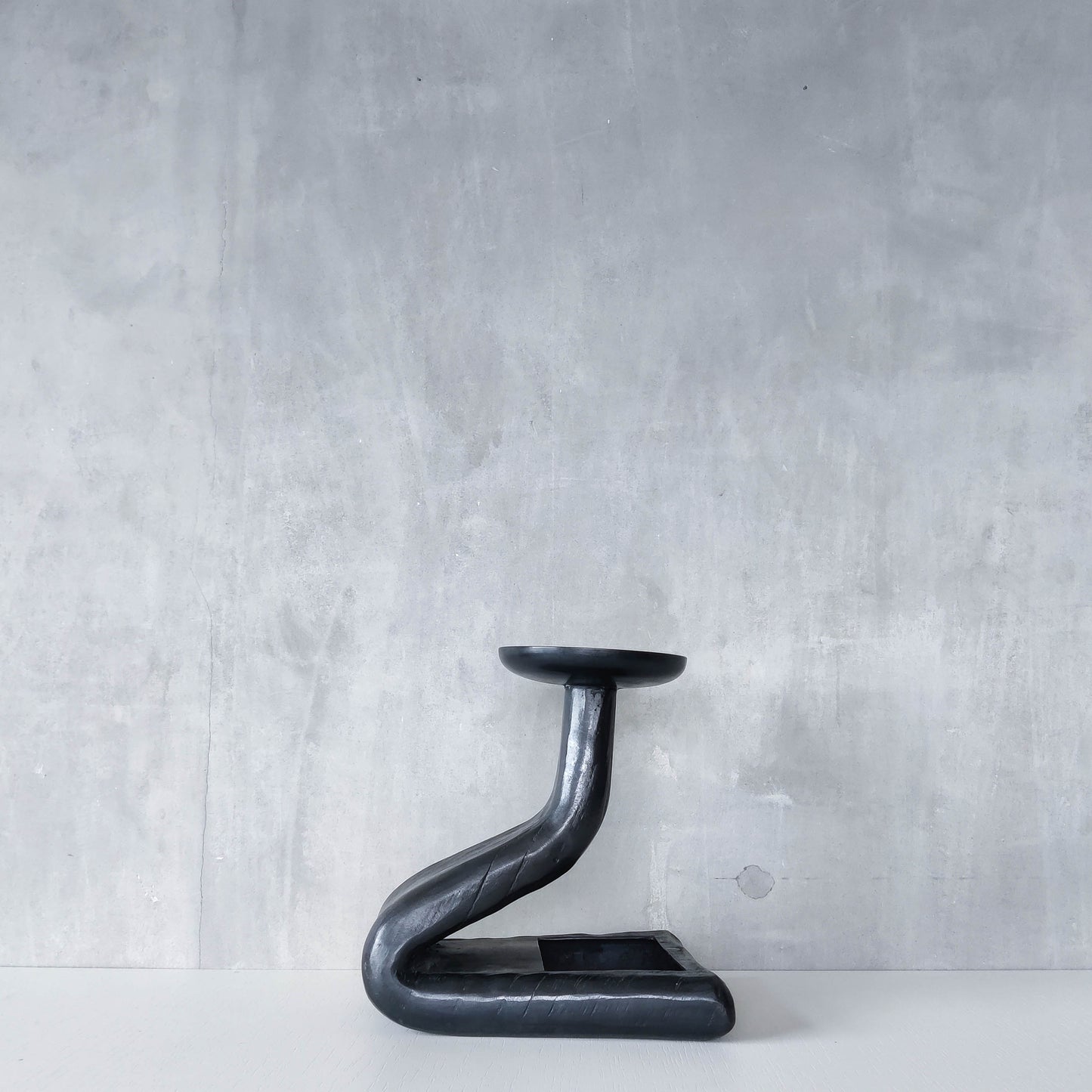 Midcentury brutalist forged patinated copper sculptural candle holder vide poche