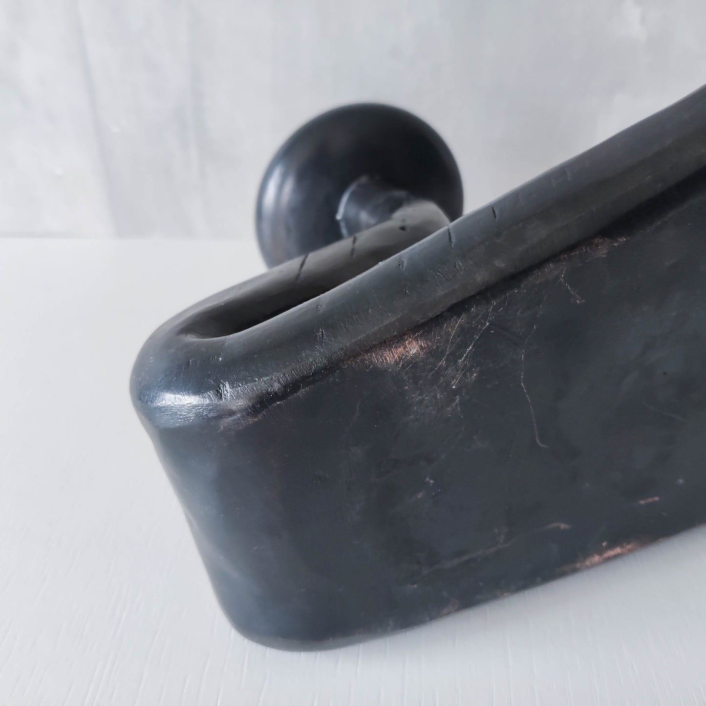 Midcentury brutalist forged patinated copper sculptural candle holder vide poche