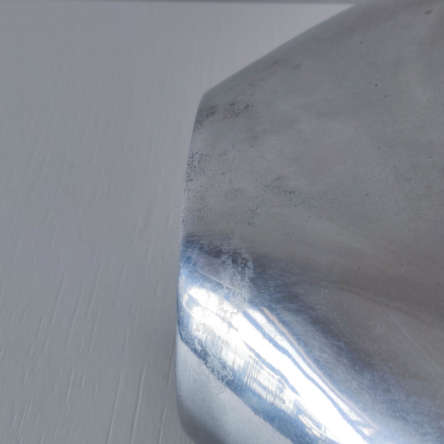 Vintage large sculptural modernist hand cast aluminium oval donut vase