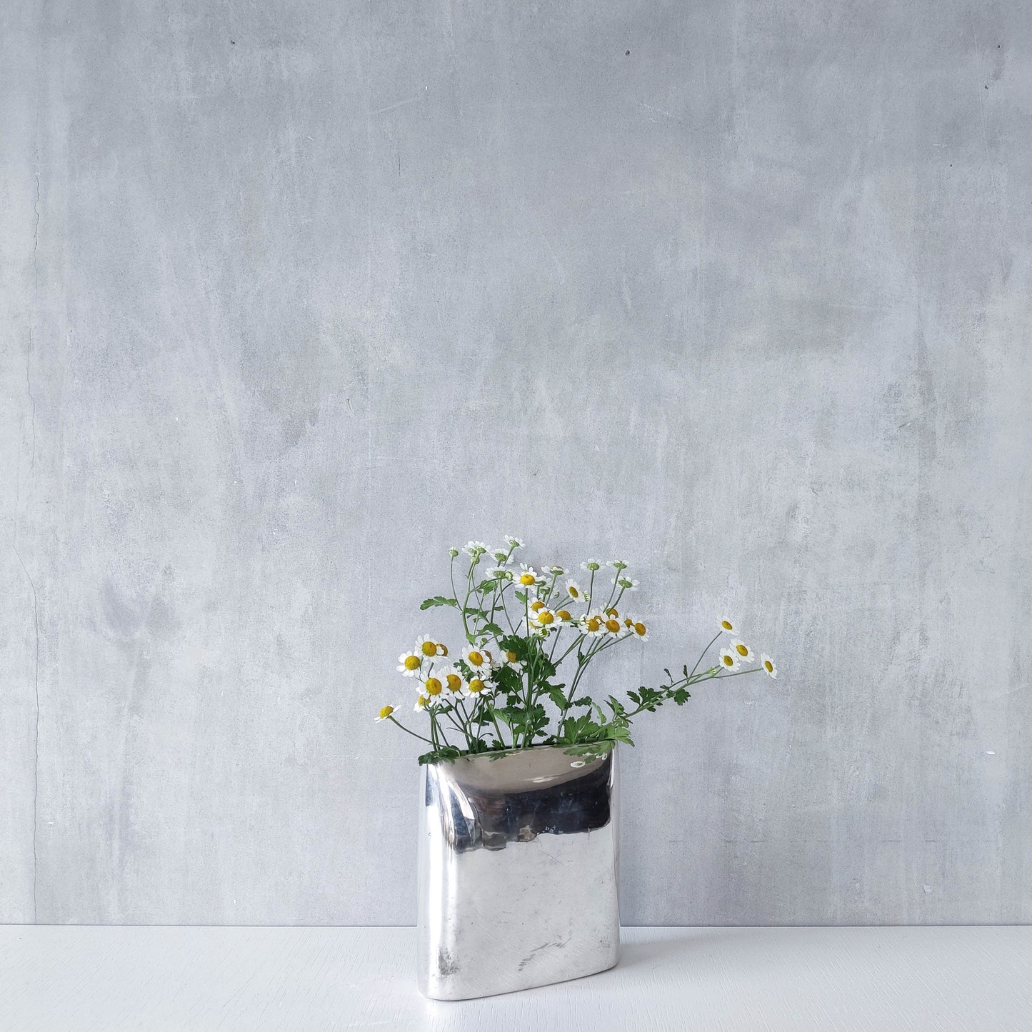 Vintage silver plated envelope flat form metal vase