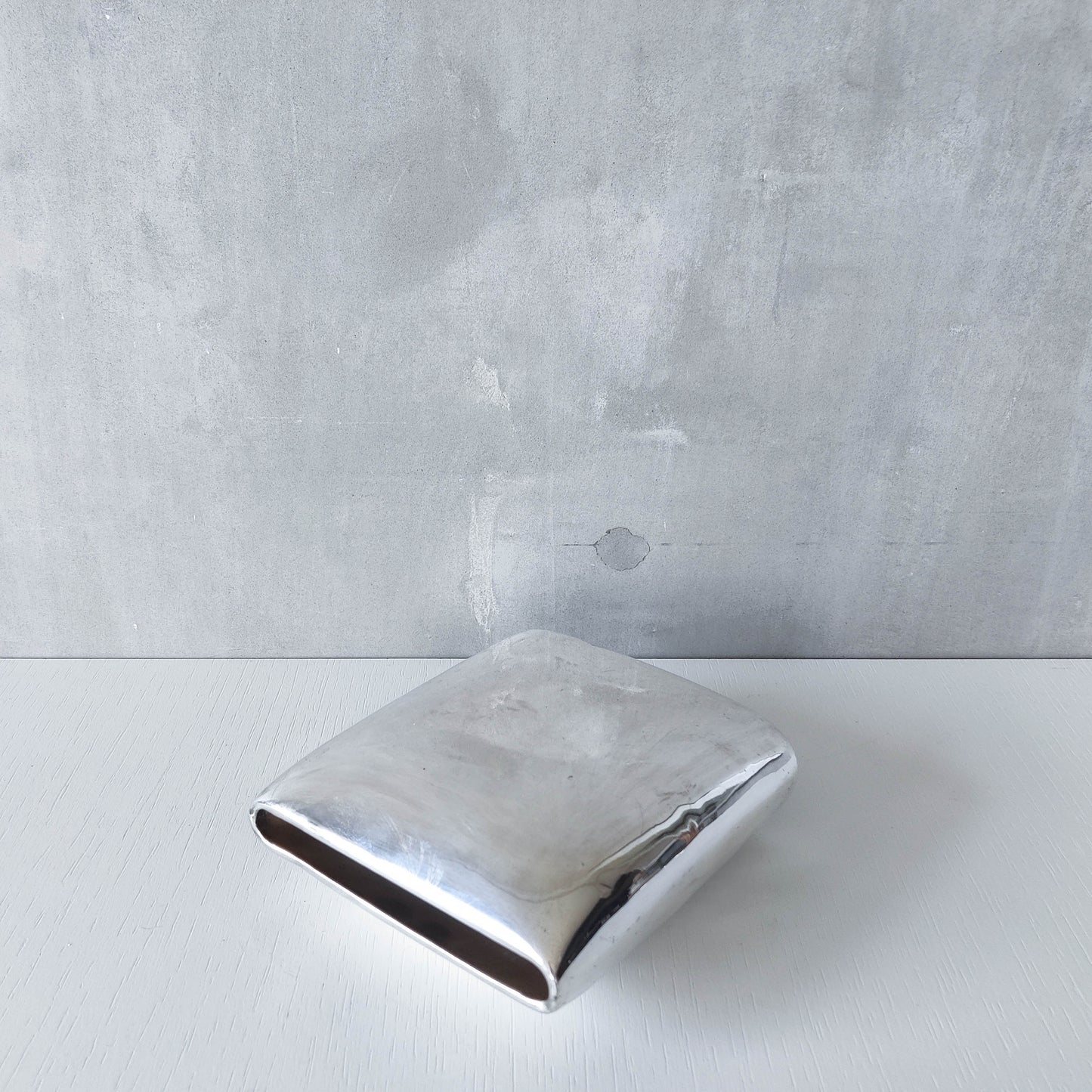 Vintage silver plated envelope flat form metal vase