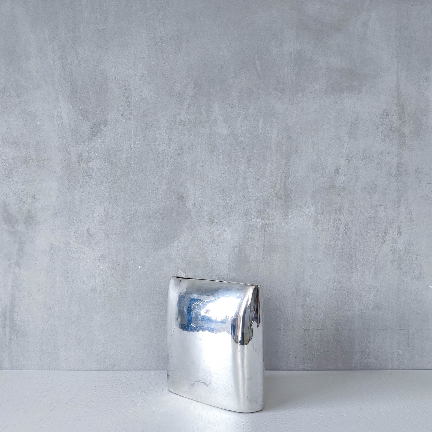 Vintage silver plated envelope flat form metal vase