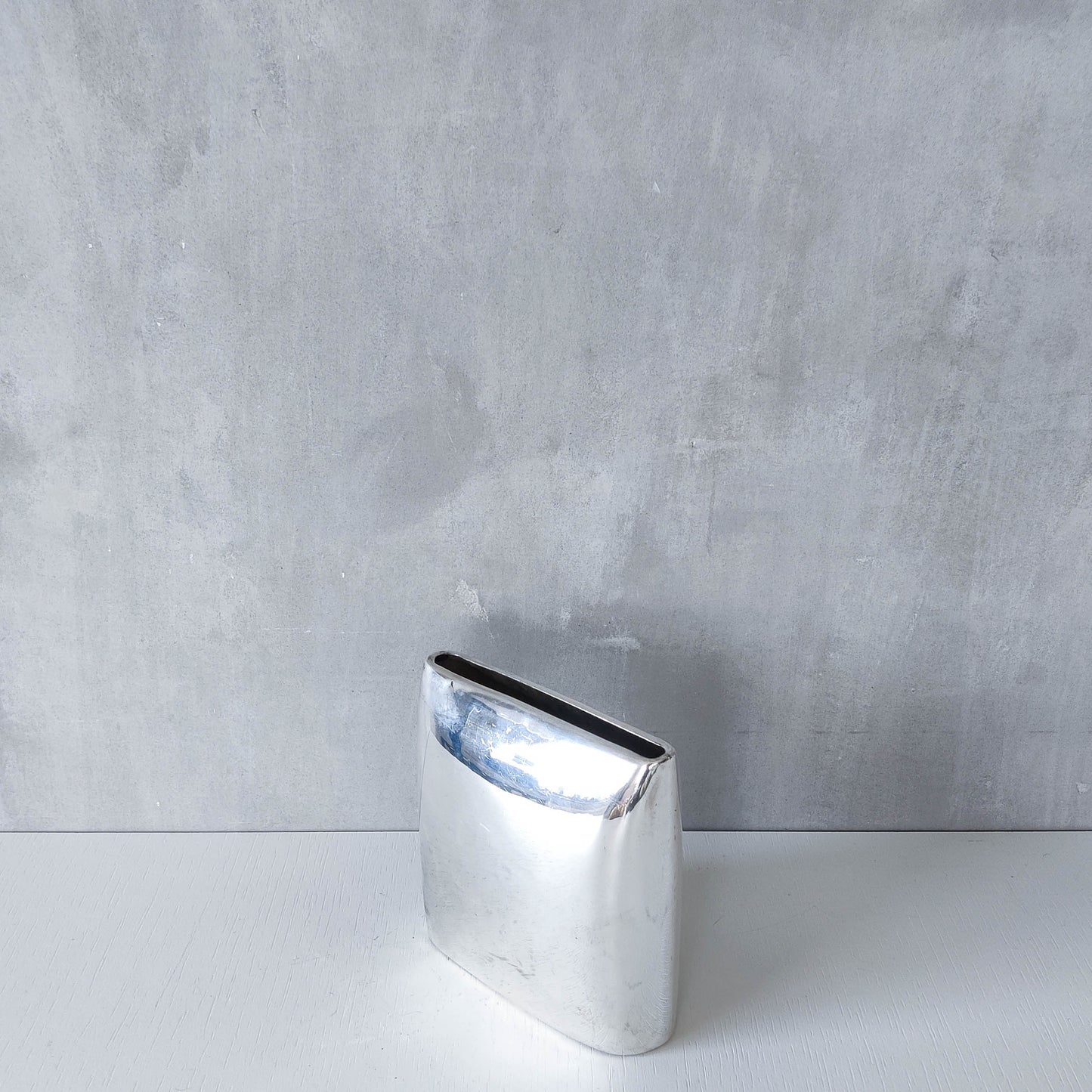 Vintage silver plated envelope flat form metal vase
