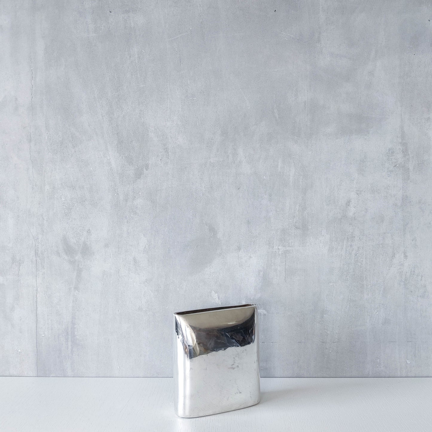 Vintage silver plated envelope flat form metal vase