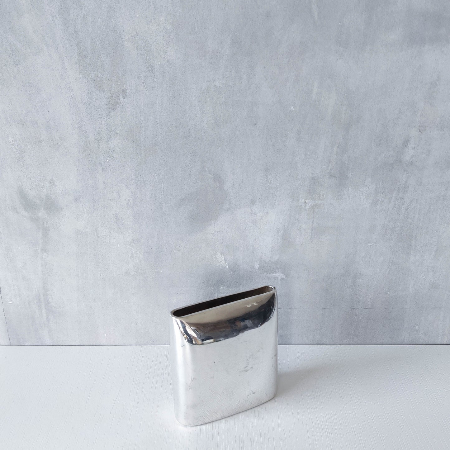 Vintage silver plated envelope flat form metal vase