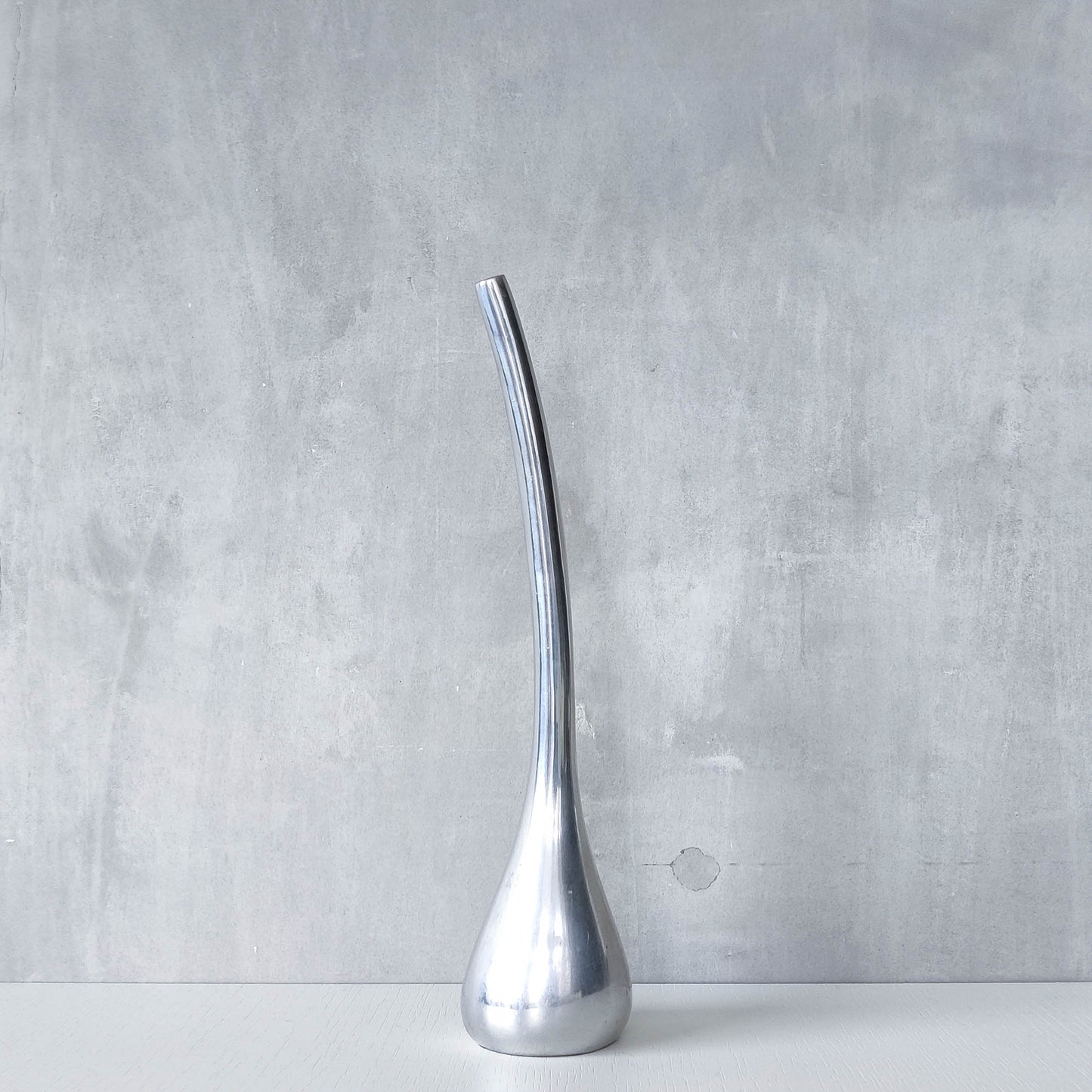 Vintage 90s sculptural sand cast aluminium sculptural organic form tall vase