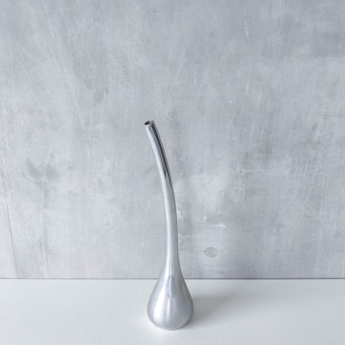 Vintage 90s sculptural sand cast aluminium sculptural organic form tall vase