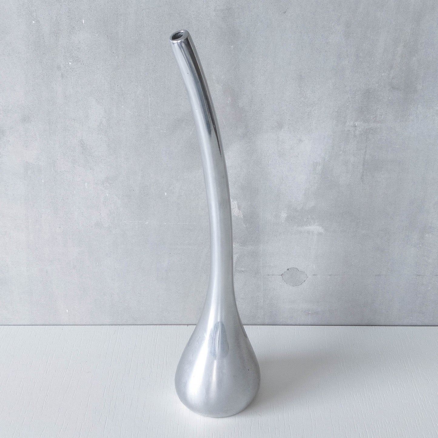 Vintage 90s sculptural sand cast aluminium sculptural organic form tall vase