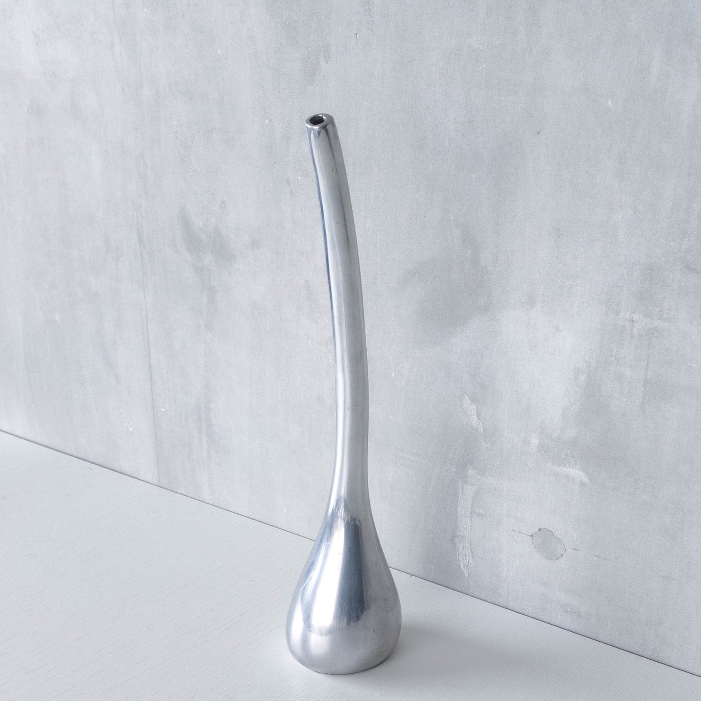 Vintage 90s sculptural sand cast aluminium sculptural organic form tall vase