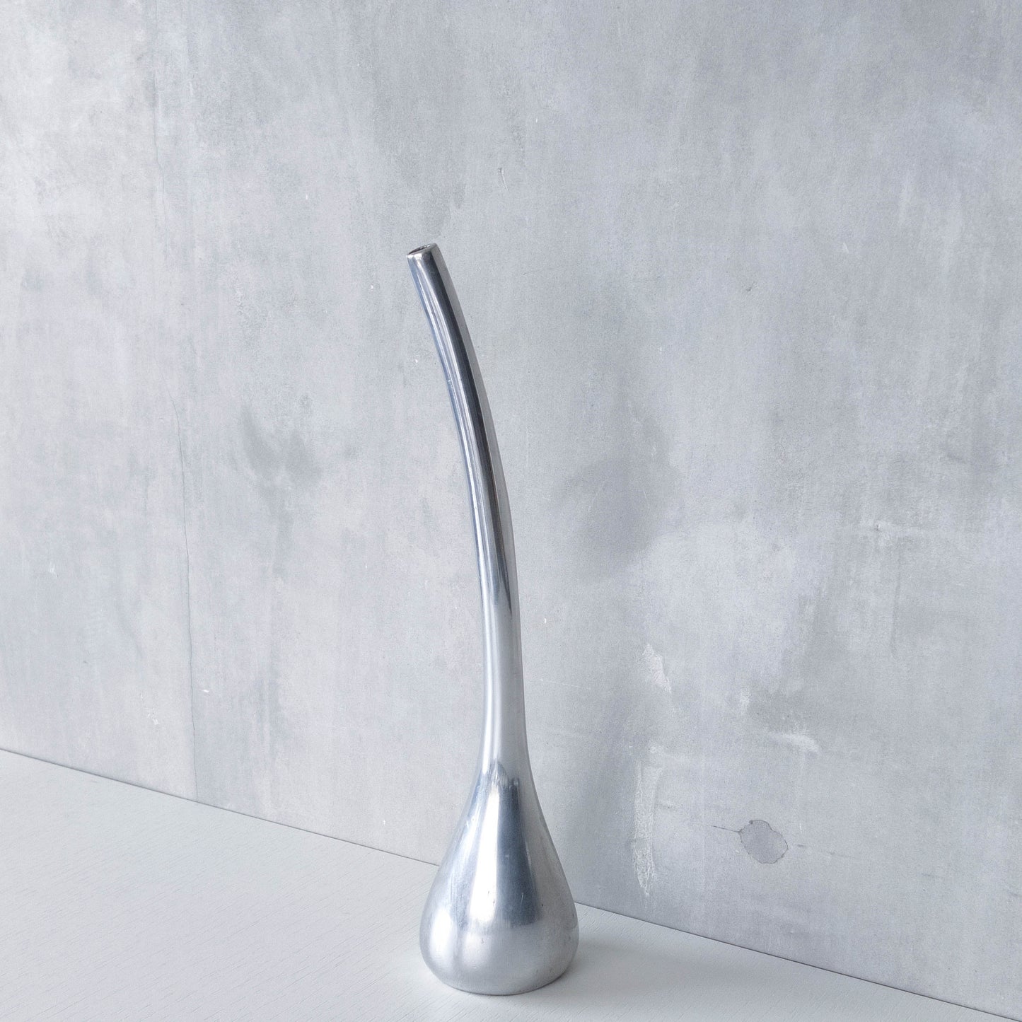 Vintage 90s sculptural sand cast aluminium sculptural organic form tall vase