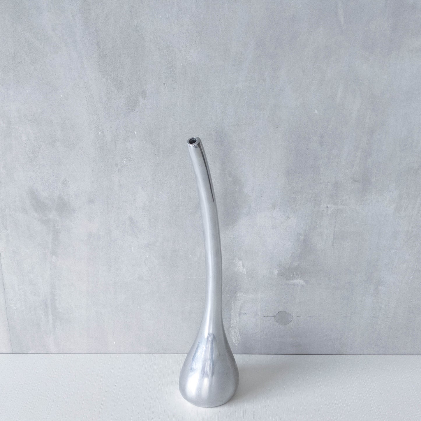 Vintage 90s sculptural sand cast aluminium sculptural organic form tall vase