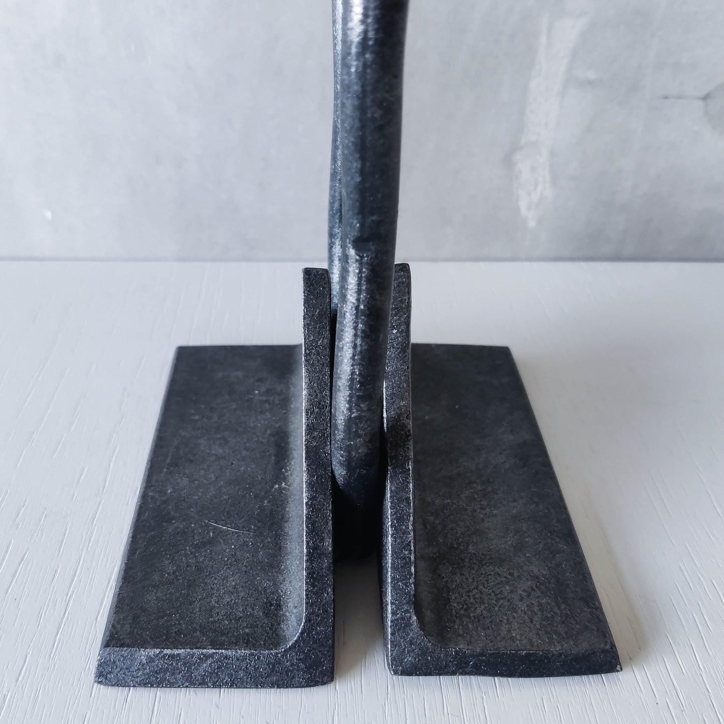 Vintage postmodern 1980s Alfrank welded steel scumbled grey sculptural column candle holder